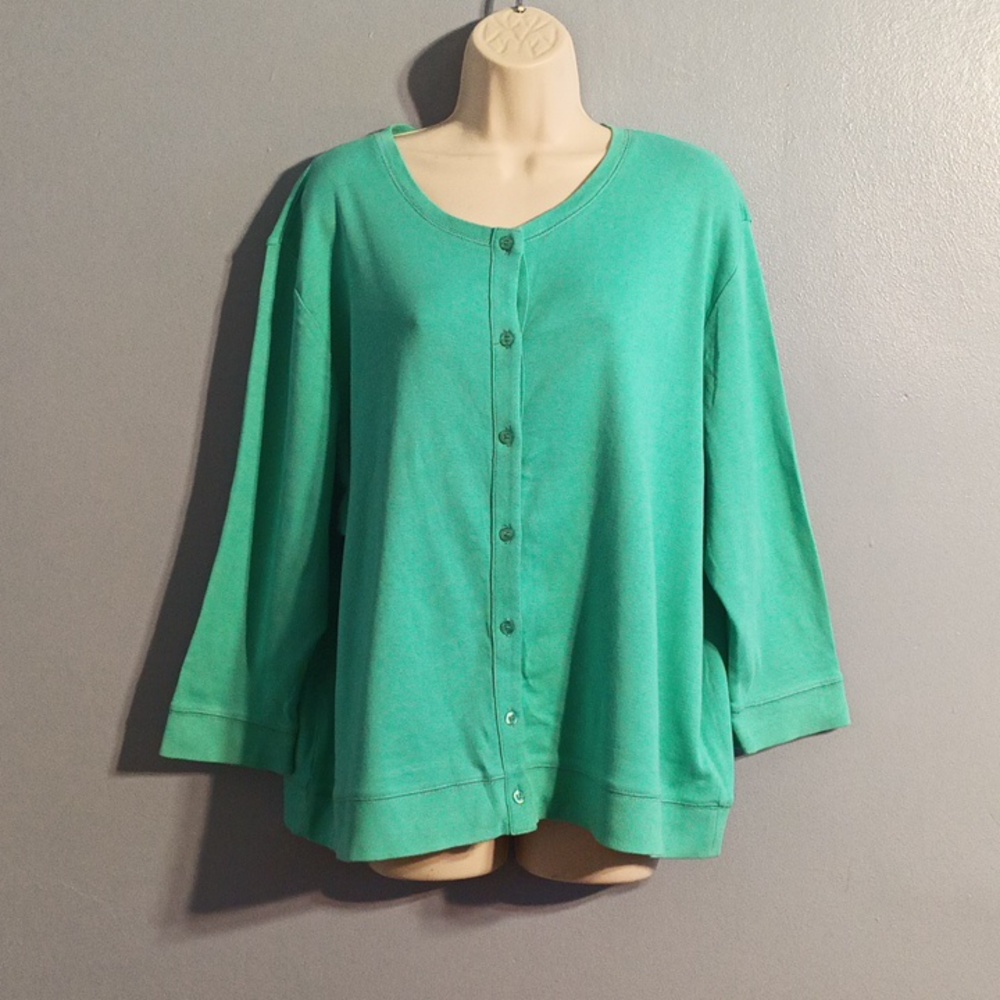 Rafaella women's teal cardigan sweater
